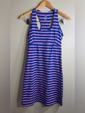 The North Face Striped Athletic Mini Dress XS Blue Pink Racerback Activewear